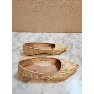 Seychelles Women's Beige Slip On Textured Pointed Toe Ballet Flats Shoes Size 8
